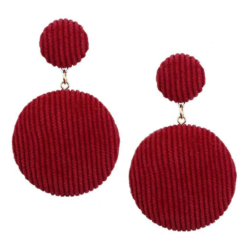 

Korean Fashion Jewelry Personality Trend Gold Wire Button Long Earrings Circle Pendant Earrings Female Statement Earrings
