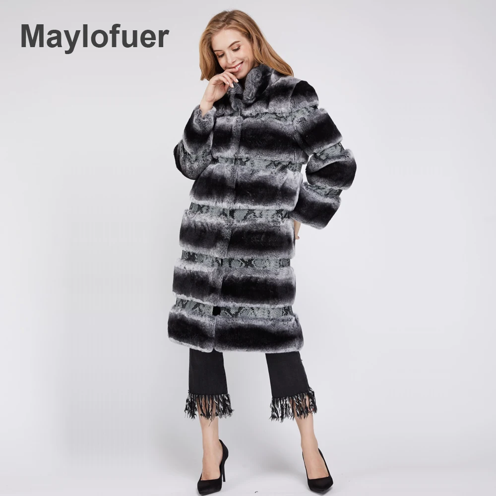 Maylofuer Воротник стойка из натурального меха кролика Rex Женщины натуральный мех