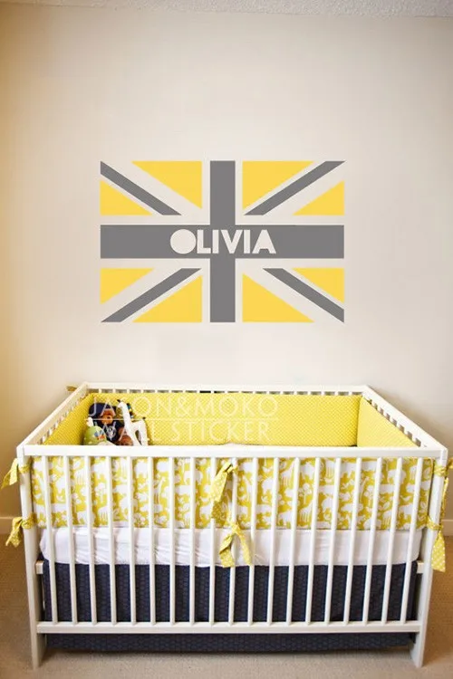 

Union Jack with Name decal Jubilee Wallpaper Wall Sticker Home Decoration Vinyl Wallpaper 40cmX60cm Free Shipping