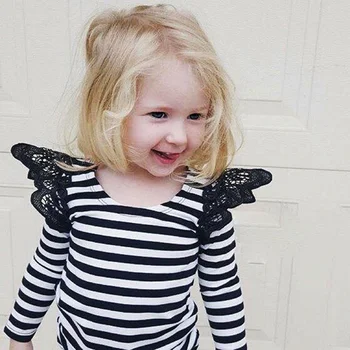 

Emmababy Baby Girls Stripes Rompers Long Sleeve Spring Autumn One-piece Romper Jumpsuit Casual Lace Cotton Baby Costume