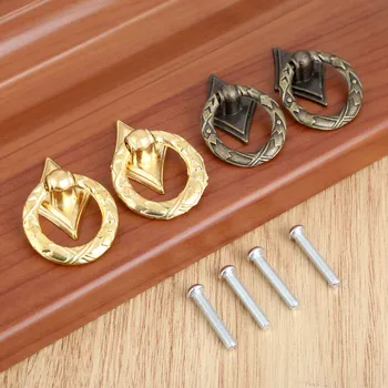 2Pcs Vintage Cabinet Knobs and Handles Kitchen Drawer Cupboard Ring Pull Jewelry Box Handles Furniture Fittings 2143mm