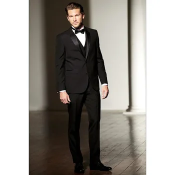

Hot Costume Homme Men Tuxedos Wedding Suit For Notched Lapel Blazer Two Button Trim Fit Groomsmen Suits (jacket+pants+vest)