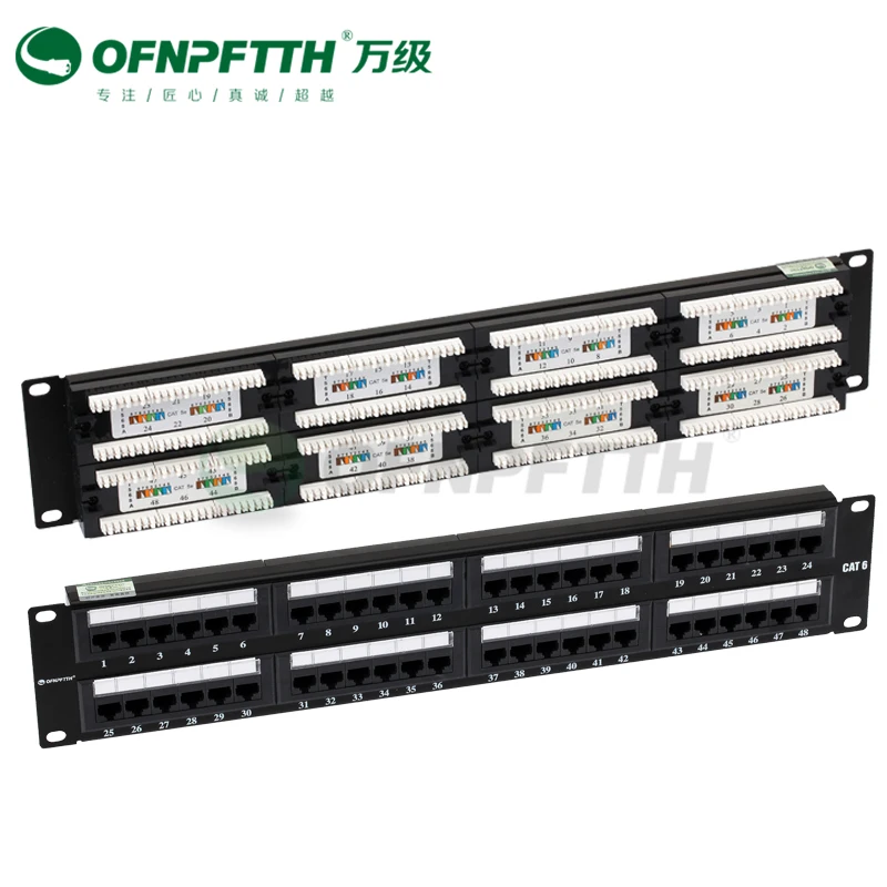 

CAT6 Patch Panel 48 Port UTP 2U 19'' Standard with 50u Gold-plated Contact