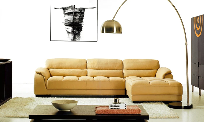 

Free Shipping Door to Door Service 2013 New Euro Genuine Leather L Shaped Corner Sofa multi-combination sofa with lounge chair