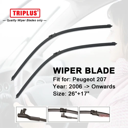 Wiper Blade for PEUGEOT 207 (2006 Onwards) 1set 26"+17",Flat Aero Beam