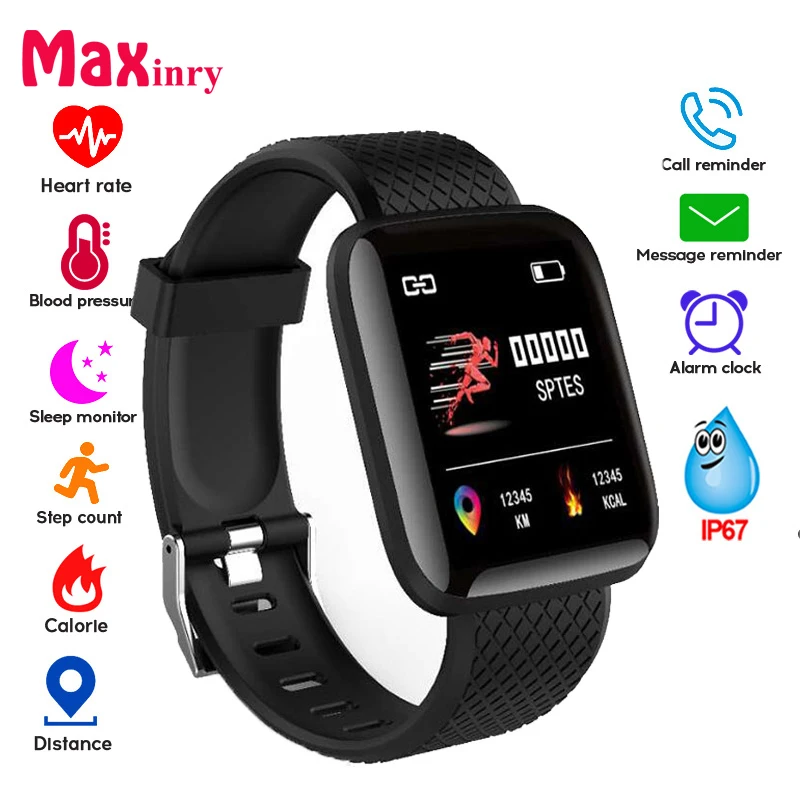Maxinrytec 116 плюс Смарт-часы кровяное давление Водонепроницаемый Фитнес-трекер пульсометр анти-потеря смарт-браслет для Android