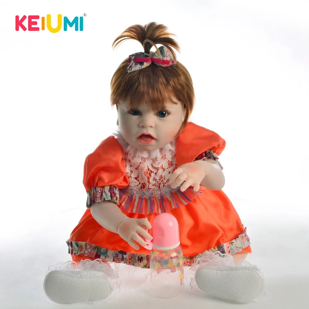 

2019 New Realistic Baby Dolls 23" 57CM Silicone Dolls Reborn Full Body KEIUMI Cute Boneca Toy For Kids Birthday Surprise