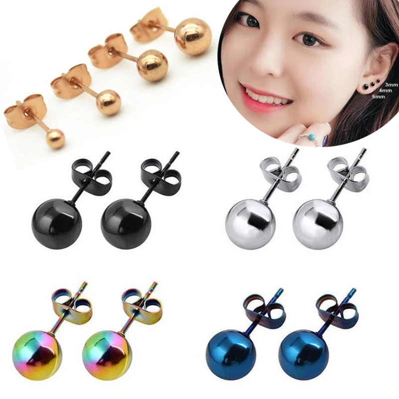 Серьги гвоздики из нержавеющей стали в стиле панк 2 шт.|ear piercing|barbell stud earringsball earrings |