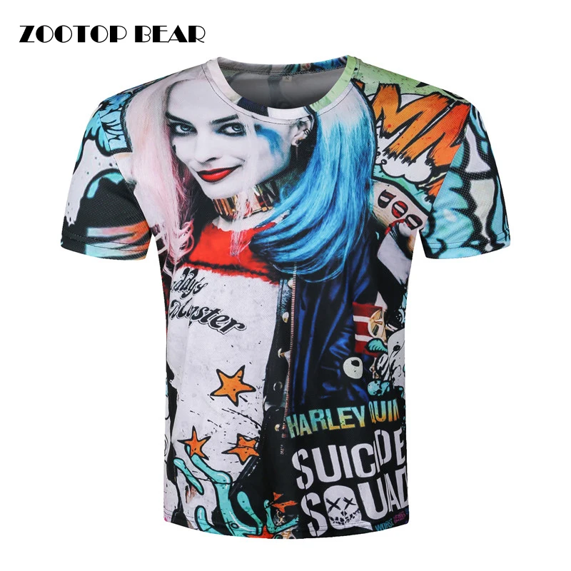 Harley Quinn T-shirts 3D Men Suicide Squad Joker T shirt 2017 Summer Tops Funny Movie shirts Short Sleeve ZOOTOP BEAR | Мужская одежда