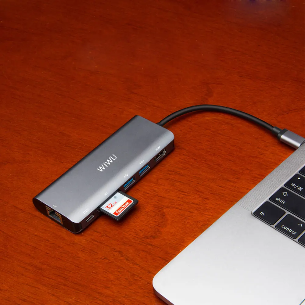 WIWU 6 в 1 USB 3,0 концентратор для MacBook Pro Air Многофункциональный usb type C 4K видео HDMI/RJ45 usb-хаб 3,0 адаптер зарядный порт концентраторы