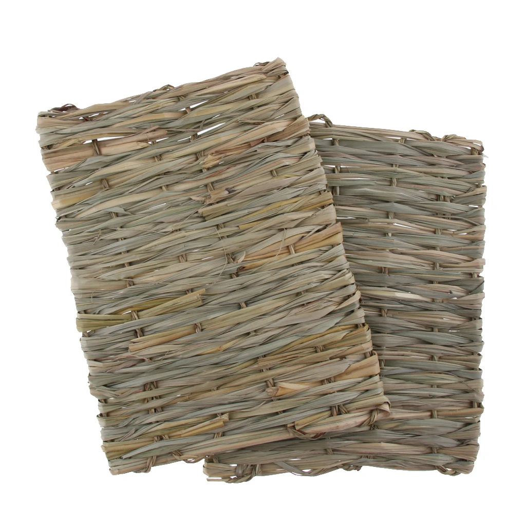 2 Pieces Grass Straw Mat Pet Rabbit Guinea Pig Mouse Bunny Cage Natural Straw Hay