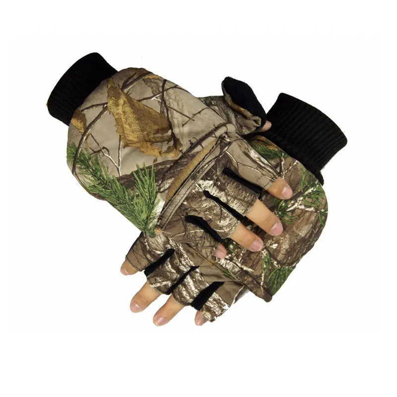 2016 new winter men gloves thick polyester cotton camouflage color outdoor activities soft warm adjustable wrist fleece lining 