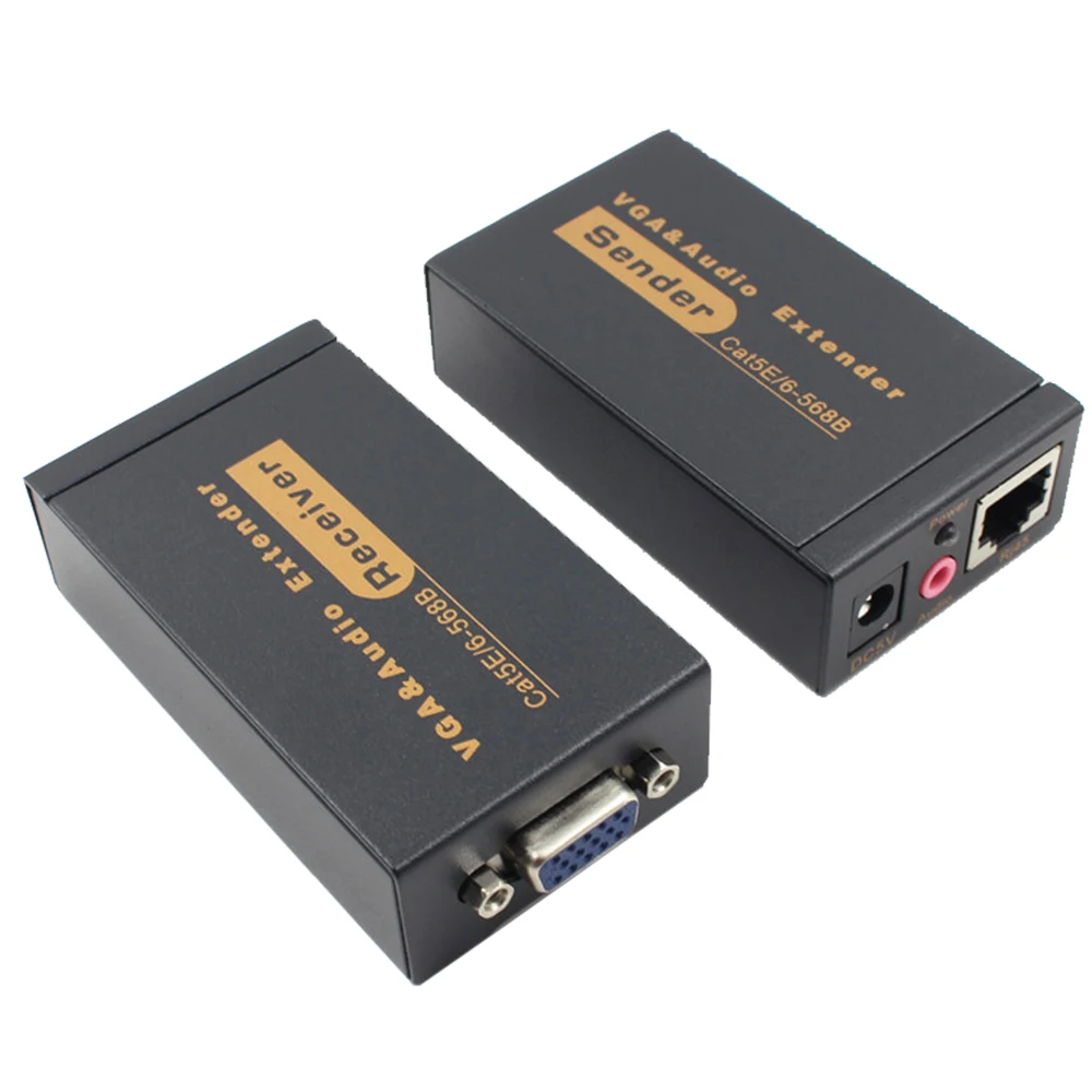VGA Extender over cat5e/6 cable 1080P VGA Extender RJ45 with audio to ethernet RJ45 Converter up to 100M PC laptop