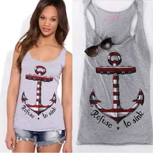 Ebay Summer New Pattern Foreign Trade Suit-dress European Will Code Ship Anchor Camisole Printing Vest Woman 1208