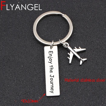 

FLYANGEL Airplane Pendant Keychain Enjoy The Journey Mini Car Key Tag Travelling Bag Charm For Travel Lover Gifts Keyring