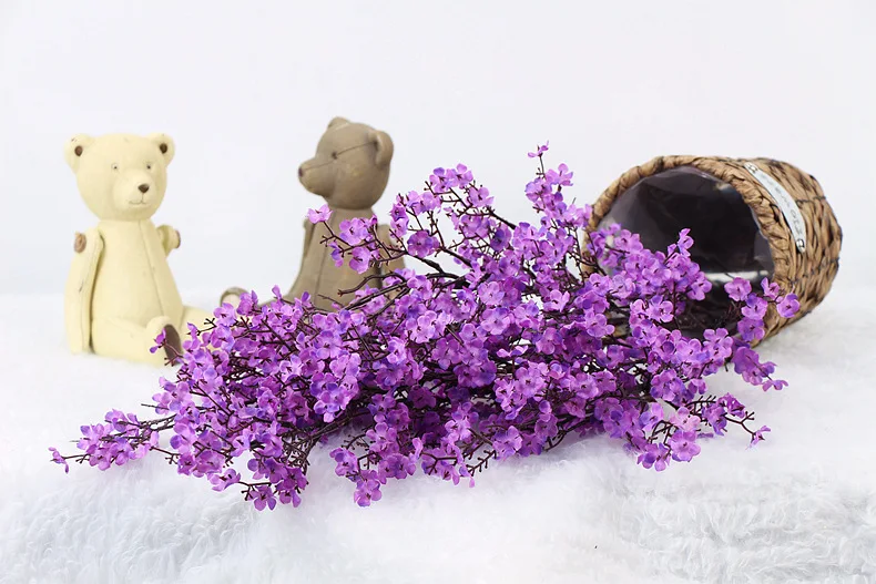 JAROWN европейские искусственные Гипсофилы цветок ветка симуляция вишни цветы украшение дома Свадебные невесты держа Букет DIY - Цвет: purple