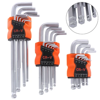 

High Quality 9pcs/set L Wrench Ball End Long Arm Hex Key Allen Wrench Set Powerful Repair Tool