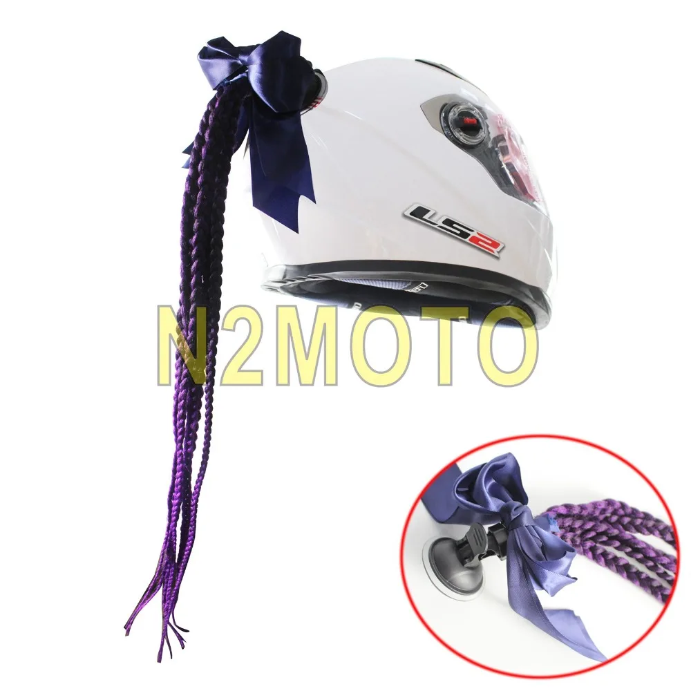 

Motocross Biker Women Lady Helmet Dirty Twist Braid Ponytail Capacete Pig Tail Hair Casco Decoration Gradient Ramp