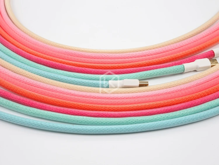 Colored sleeved Nylon USB Cable mini USB port Gold-plated connectors 1.2m length 6 colors blue pink