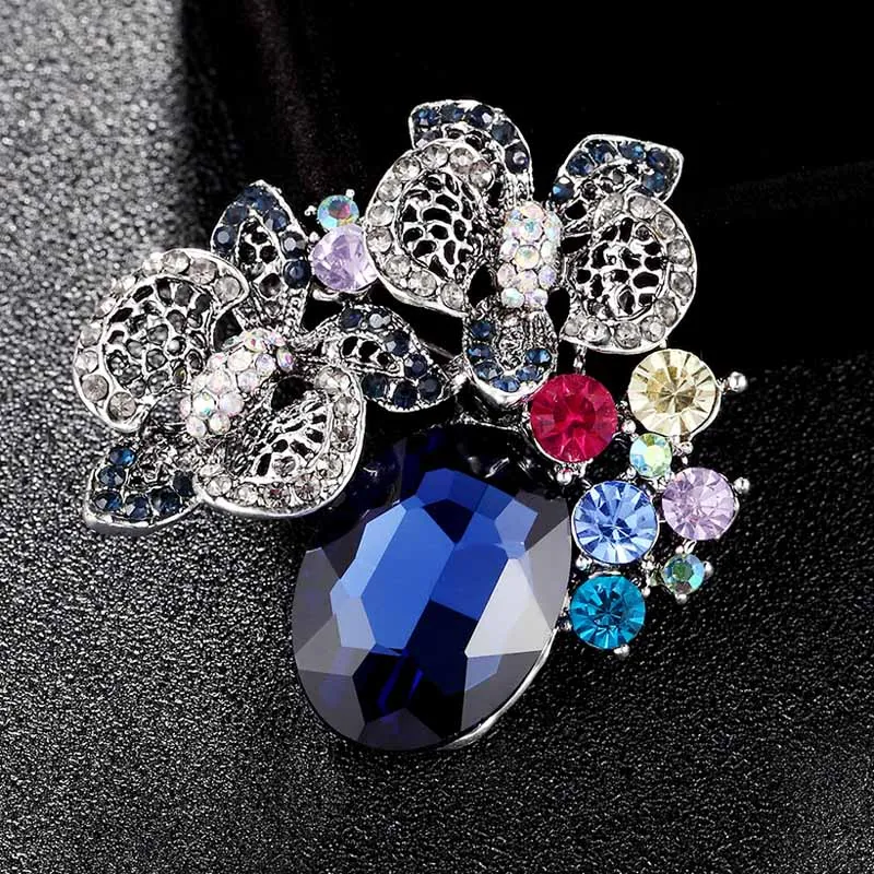 Blue Color Flower Brooches bouquet fashion women's vintage wedding