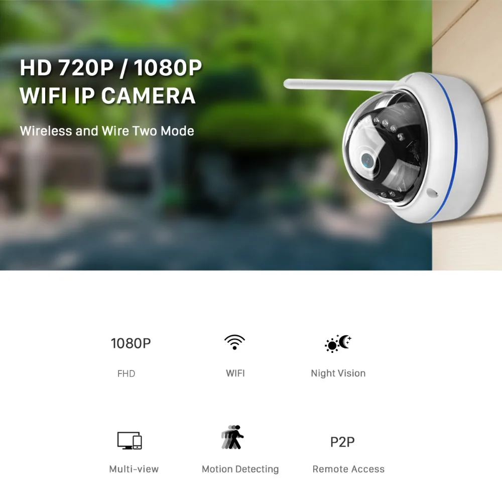 Купольная беспроводная камера видеонаблюдения 1080P Wi Fi 720P 960P Onvif P2P ИК 20 м слот для SD