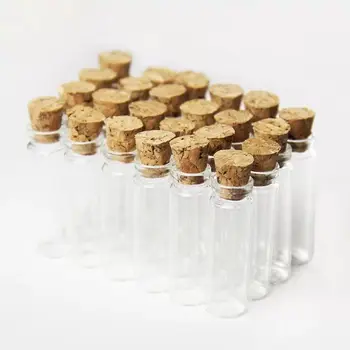 

1000pcs/lot 11*35mm 2ml Mini Pendant Empty Tiny Clear Wishing Message Glass Bottles Vials with Cork Stopper Glass Jars Container