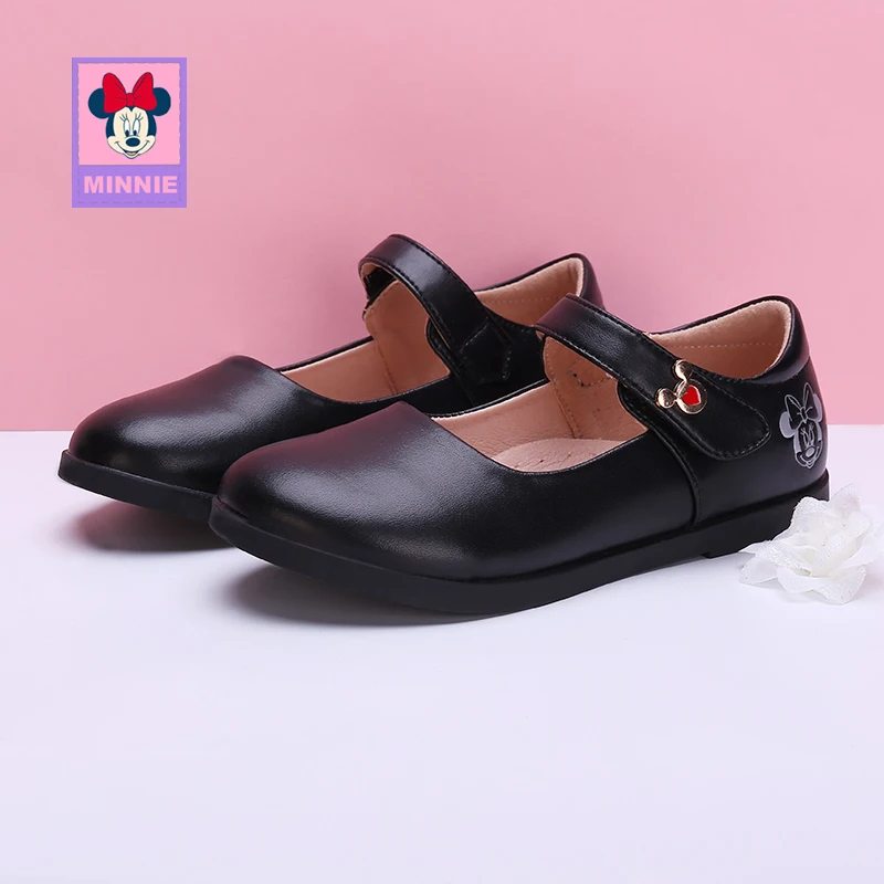 

Disney Shoes Girls Children's Casual Shoes Spring Autumn Girls Minnie Shoes Children's Leather Princess Shoes For Kid Size 26-37