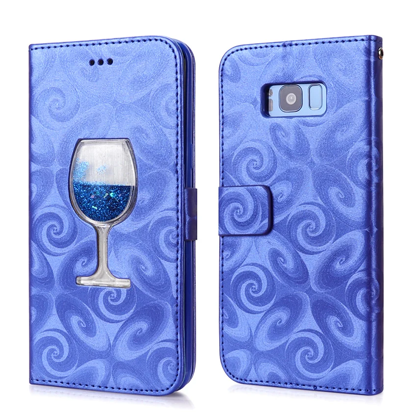 Hourglass Love Heart Quicksand Leather Wallet Case For Samsung Galaxy S8 S9 Plus S5 Mini S7 Edge Magnetic Flip 2 Card Slots Bag (1)
