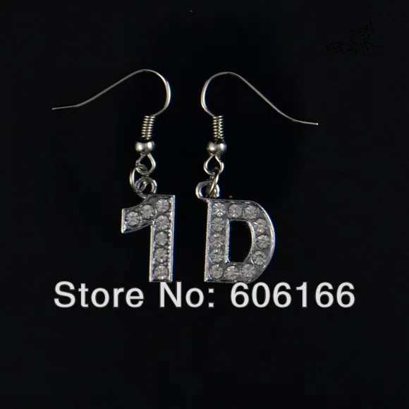 1d uma direção directioner cristal strass letras gota brincos fãs moda jóias