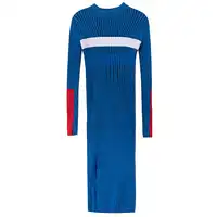 Vestidos 2018 New Spring Fashion Design Color Block Party Dress Women Office Chic Split Bandage Knitted Sweater Runway Dresses