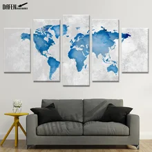 HD Картина на холсте, Настенная картина, карта мира, холст, картина современного искусства, 5 панелей для гостиной, ванной комнаты, карта стены, плакат