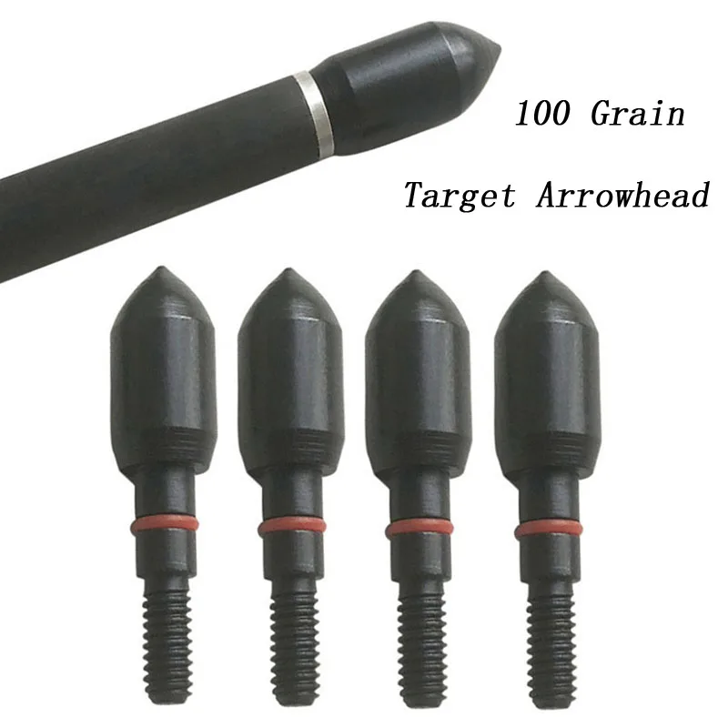 

12pcs Archery 100 Grain Arrowhead Hunting Broadhead Target Arrow Points Black Color Arrow Field Tips For ID 6.2mm Arrow Shaft
