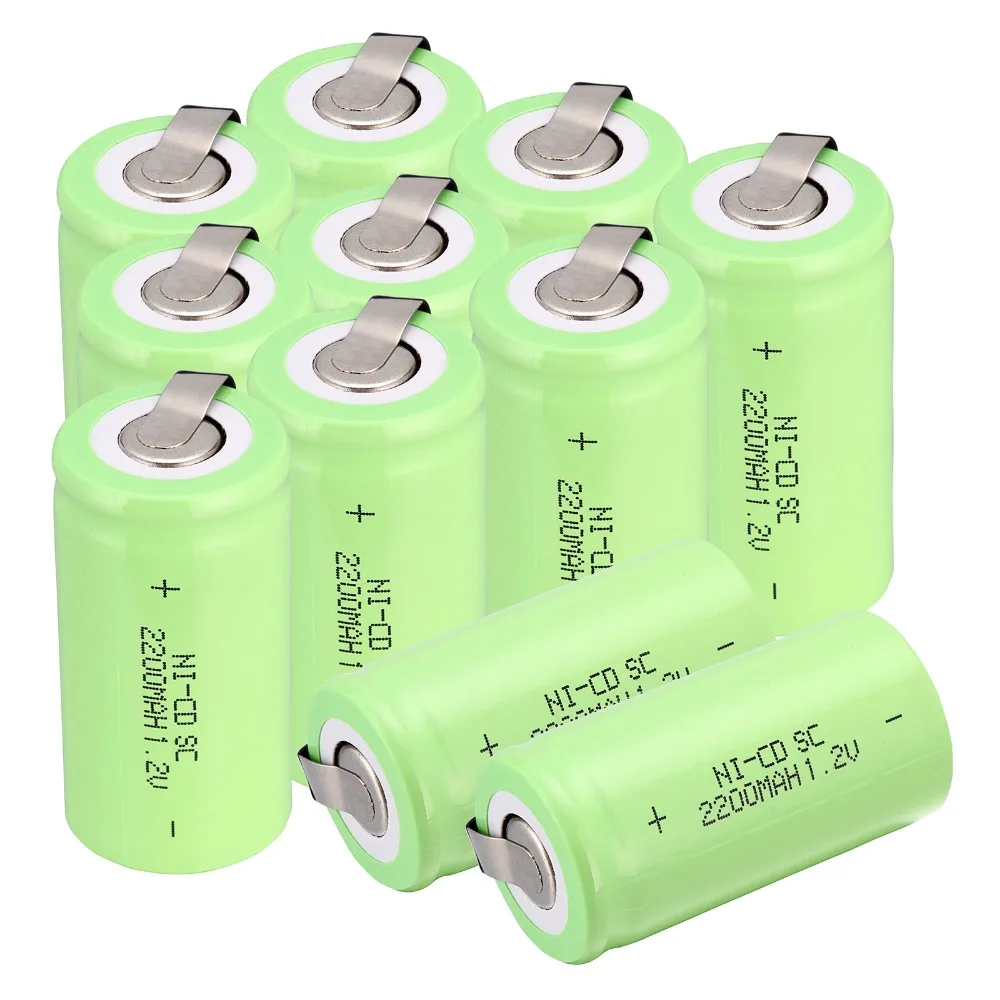 High quality !19 pcs Sub C SC battery 1.2V 2200 mAh Ni Cd NiCd