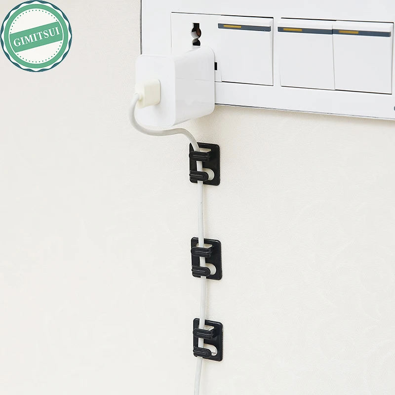 8Pcs/lot USB Cable Clip Organizer Wire Cord Fixer Holder Line Clamp Lead Clip Desk Wall Tidy