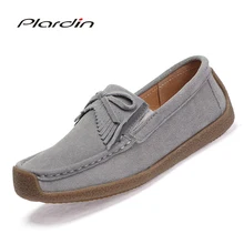 Plardin/женские балетки на плоской подошве; дышащая обувь из натуральной кожи; замшевые женские мокасины без шнуровки; балетки; нескользящие лоферы