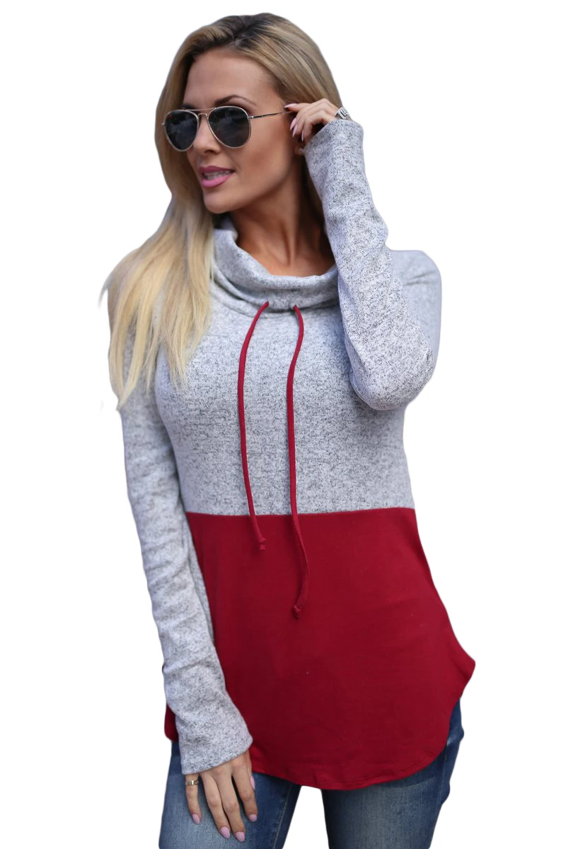 Grey-Red-Colorblock-Drawstring-Cowl-Neck-Sweatshirt-LC251268-3-1