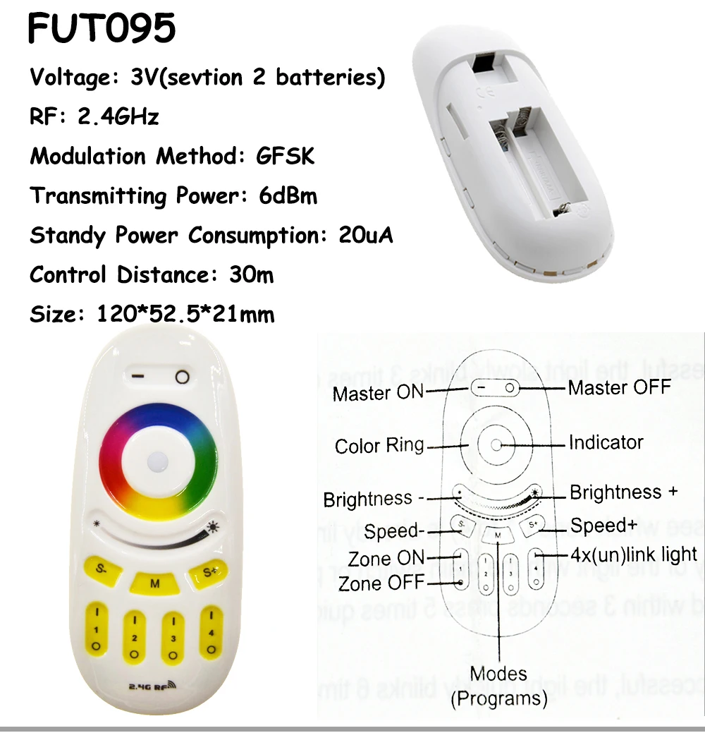 Mi Light RGBW LED контроллер RF 2 4G/Wifi Пульт дистанционного управления DC12 24V для RGB
