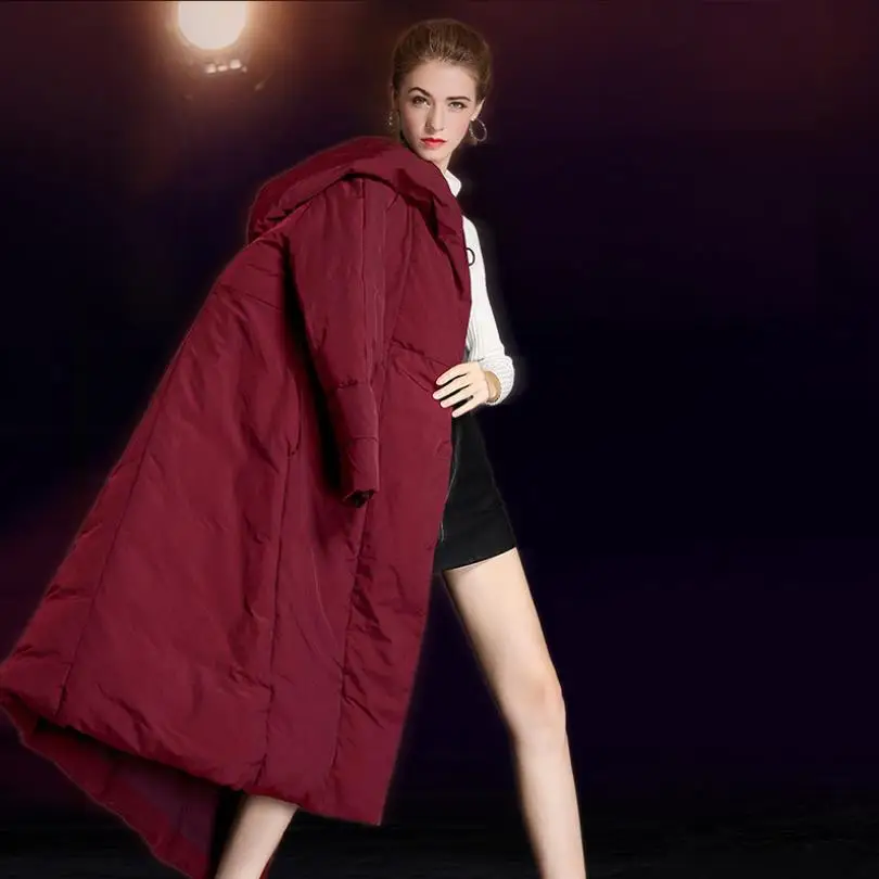 

Winter new fashion brand single breasted skirt style warm down jacket coat female super longer thicker warm parkers coat wq817