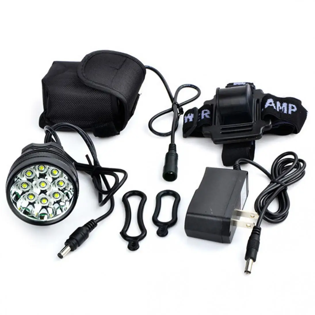 Best High Quality 7500Lm 9 x  XM-L T6 LED Camping Fishing Bicycle Cycling Flashing Light Lamp Waterproof + 8 x 18650 Battery Pack 5