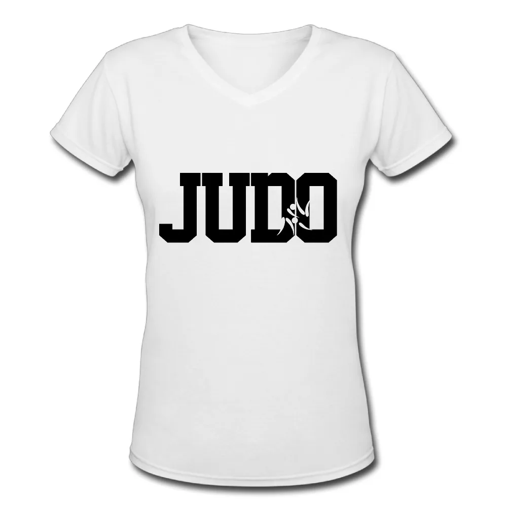 Hot Sale JUDO Letter Print T Shirts Women V Neck Cotton Woman Tops Tee Summer Rock Roll Pattern 