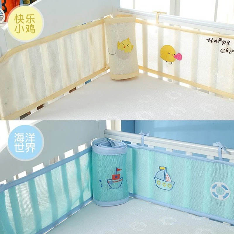 

2pcs/set Breathable Summer Baby Bedding Bumper Cartoon Printing Mesh Safety Rails Cot Bumper Protector Baby Room Decor ZT18