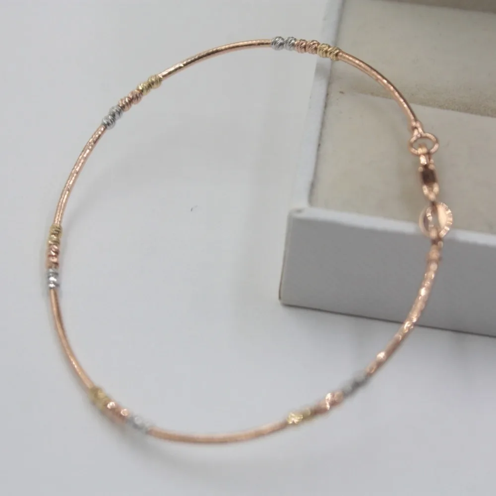 

New Arrival Au750 18K Multi-tone Gold Bangle Women's Carved Bracelet 59mm