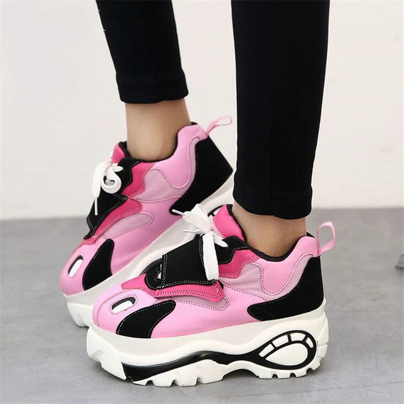 

QWEDF Women Shoes Sneakers Flats Zapatillas Deportivas Woman Creepers Casual Shoes Increasing Heel Zapatos Mujer LM-09