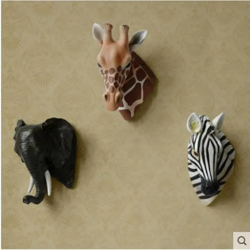 

Wall Decoration Crafts, Zebra Head, Giraffe Head, Elephant Head, Creative Animal Head Statue