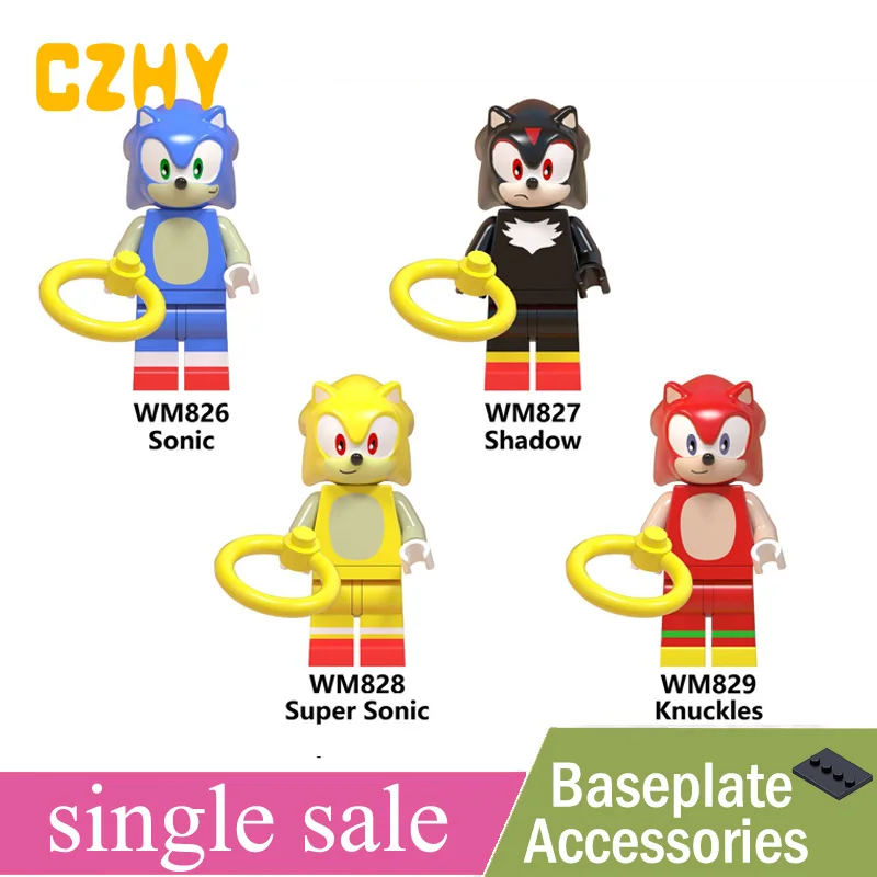 

Super Sonic Shadow Anime Sonic Knuckles Action Figures Doll Toy Christmas Gifts Building Blocks Toys Legoe Minifigured WM6043