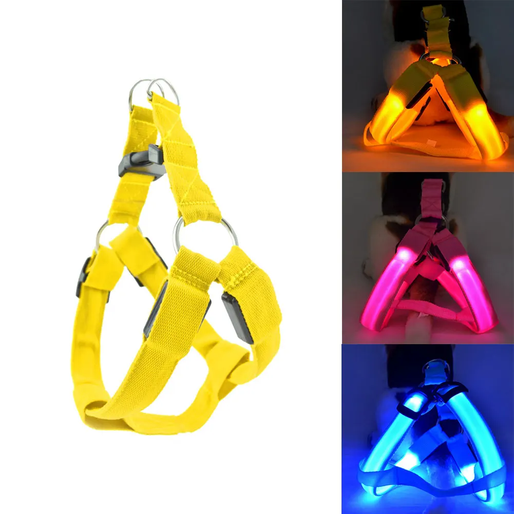 

LED Flashing Light Pet Dog Harness Vest Safety Leash Rope Be