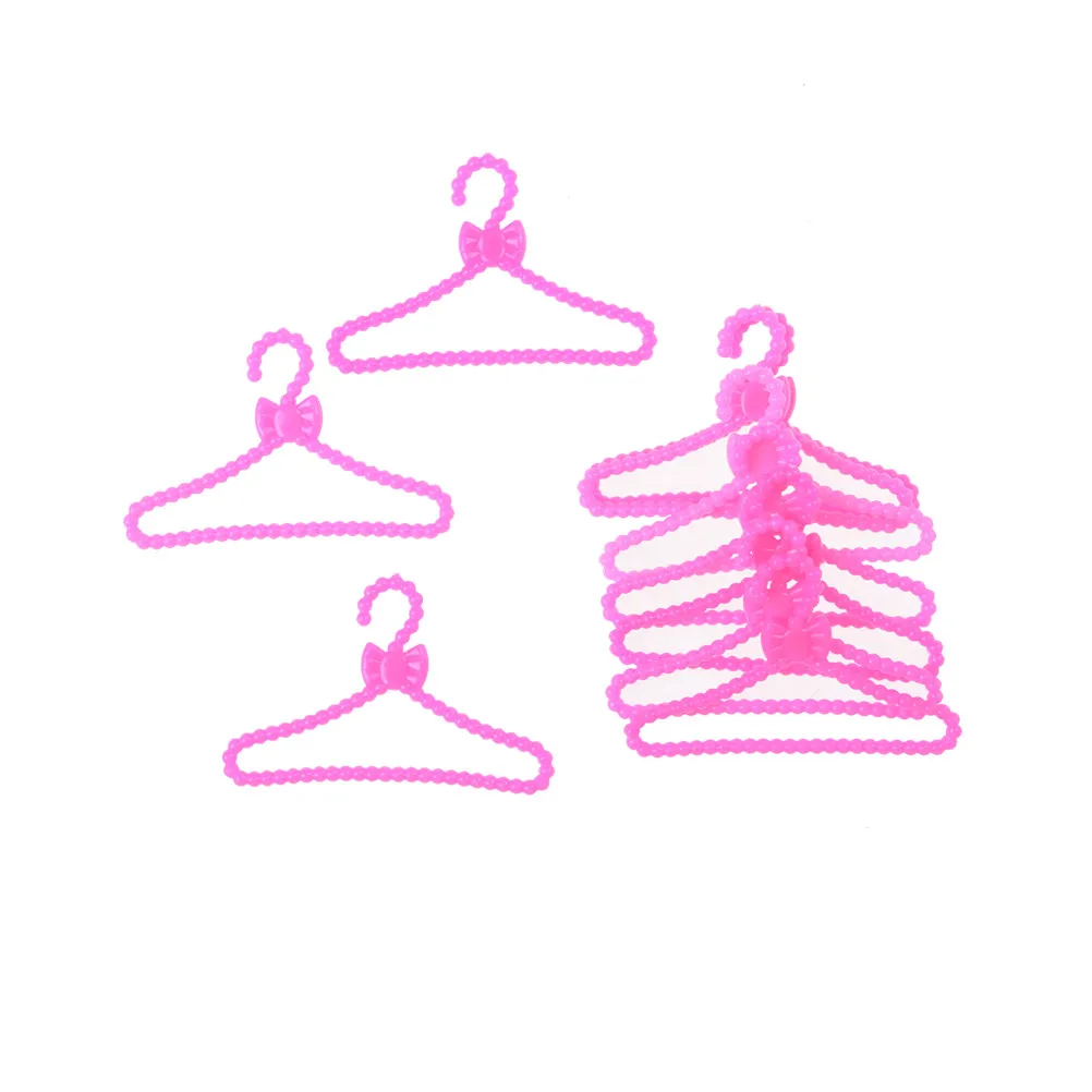 20 PCS/Lot Pink Color Hangers Accessories For Doll Clothes Dress Outfit Skirt Shoes Pretend Play House Girls' Gift | Игрушки и хобби