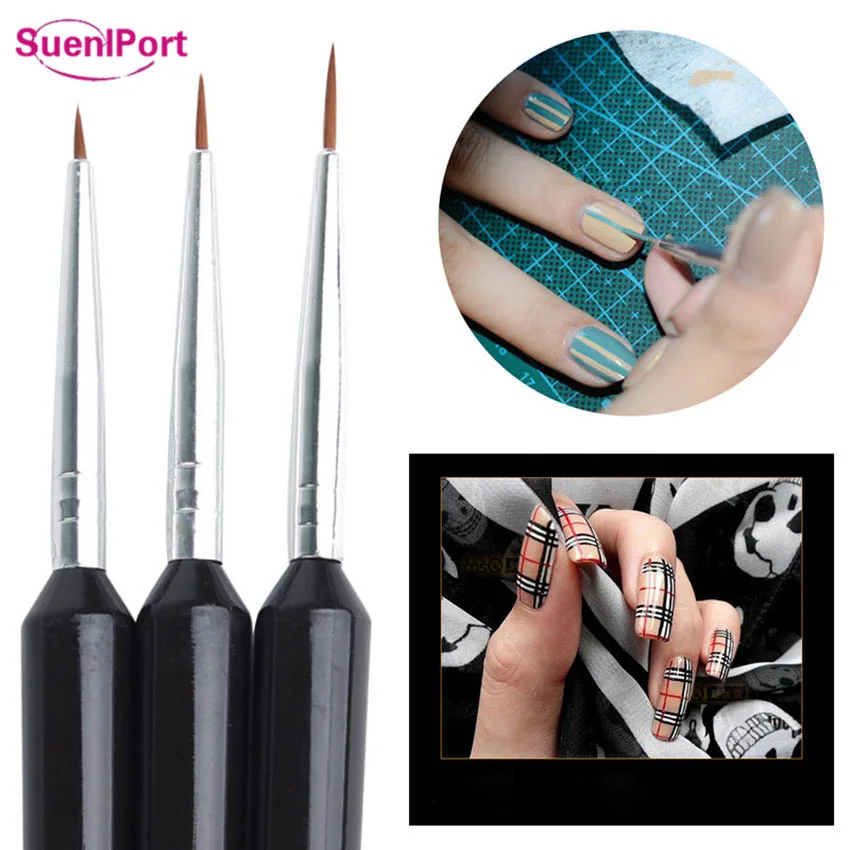

Sune l Port 3 pcs/set High Quality Painted Pen Hand painted Hook Line Pen Round Tip Watercolor Drawing Brush Pen Manicure nail