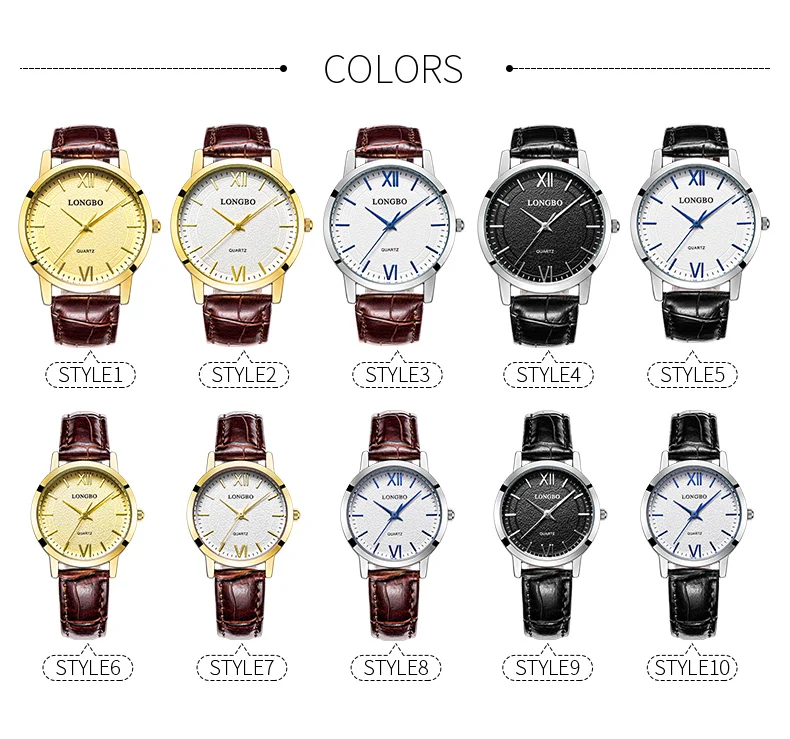 Longbo Роскошные Для мужчин Для женщин часы лучший бренд Бизнес кожаный ремешок Повседневные часы модные спортивные пара наручные часы Relogio
