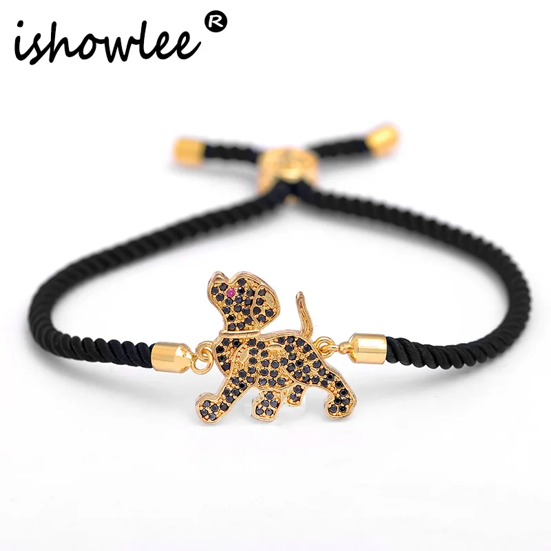 

ISHOWLEE Luxury Brand Gold Dog Chain Bracelets for Women Korean Charm Cubic Zirconia Couple Fashion Bracelets 2019 Jewelry sla47